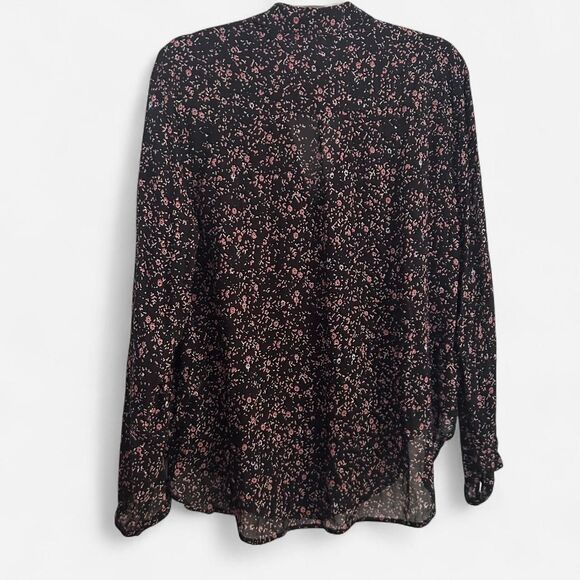 Bella Dahl Hipster Shirt Black/Mulberry work wear Soft-Girl Buttondown (Size L) - Picture 3 of 6